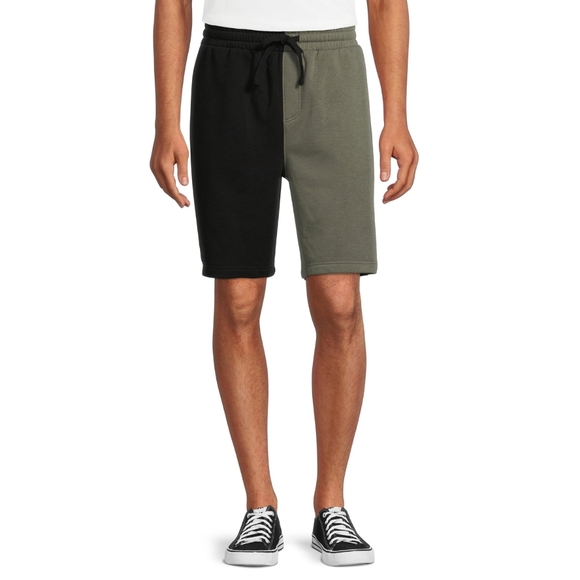 No Boundaries Other - NWT Men's No Boundaries Fleece Jogger Shorts Colorblock Black/Green